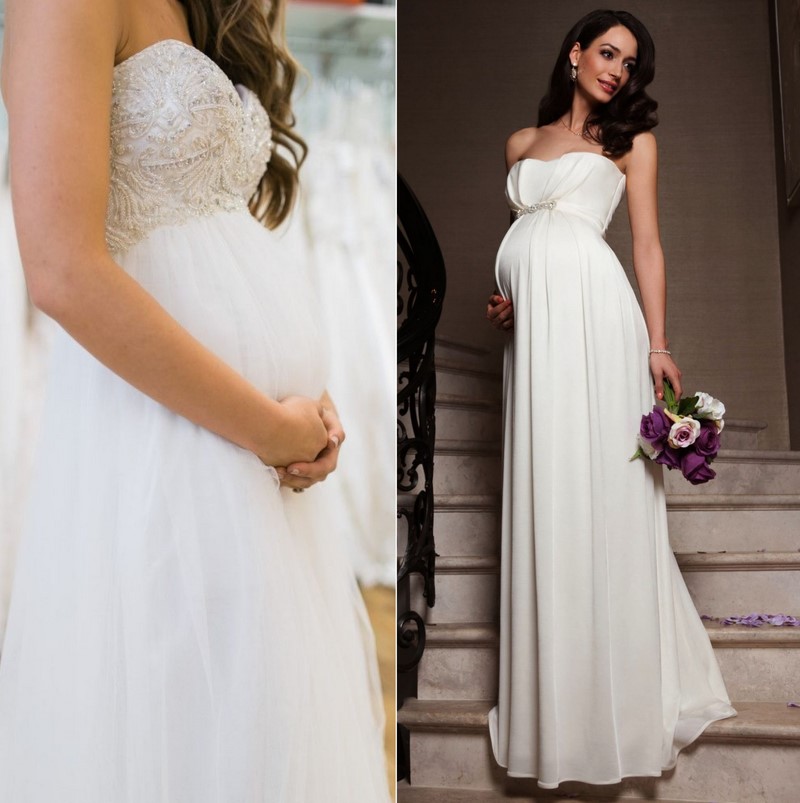 Не пышные платья на свадьбу для беременных